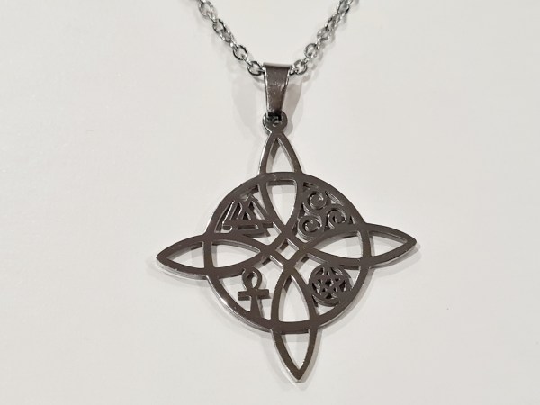 collier noeud de sorcière argenté acier inoxydable